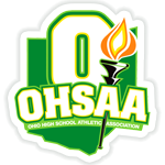 OHSAA logo with green and a flame