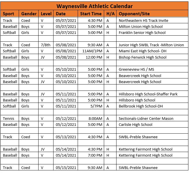 spring schedule