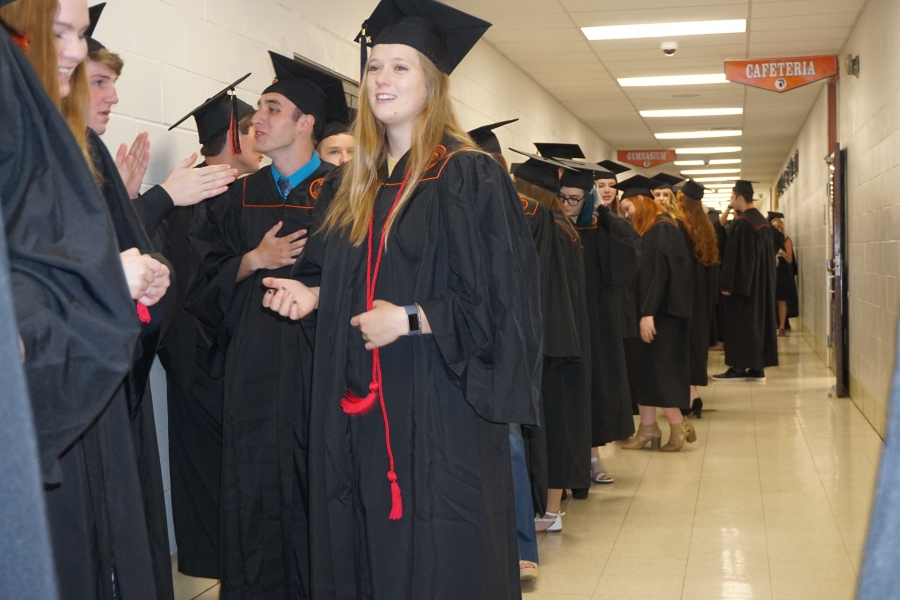 graduates lined up