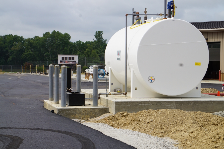 fuel tank with fresh asphalt