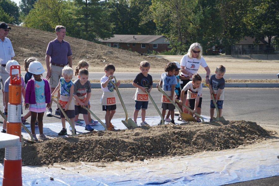 students with shovels