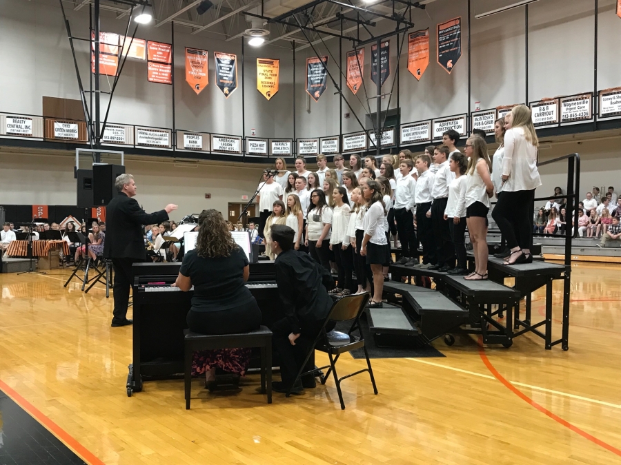 choir students in bleachers