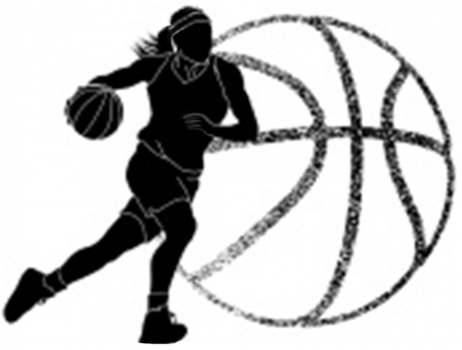 outline of a girl playing basketball