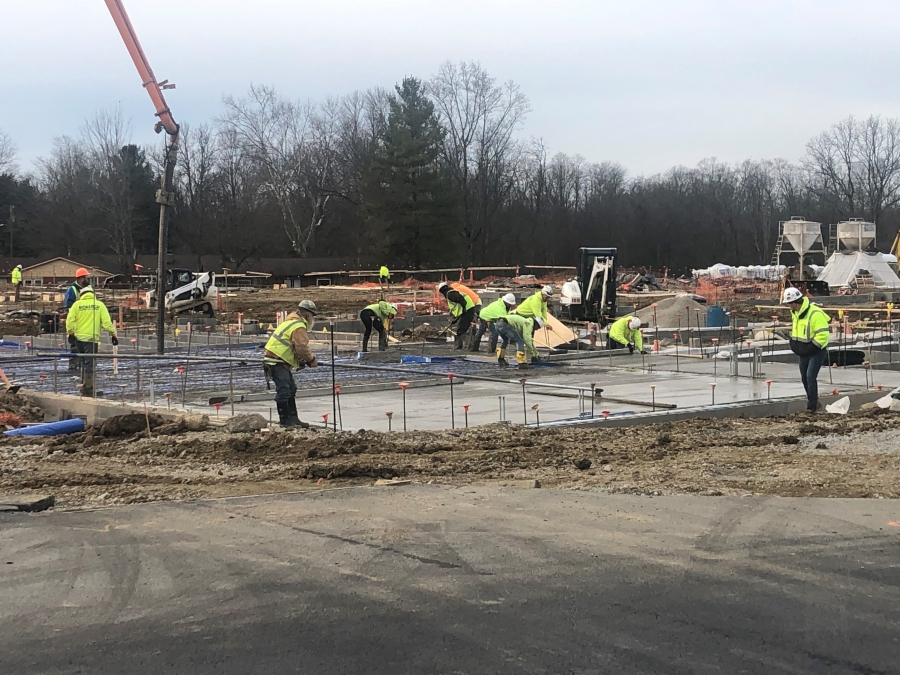 concrete slab on a construction site