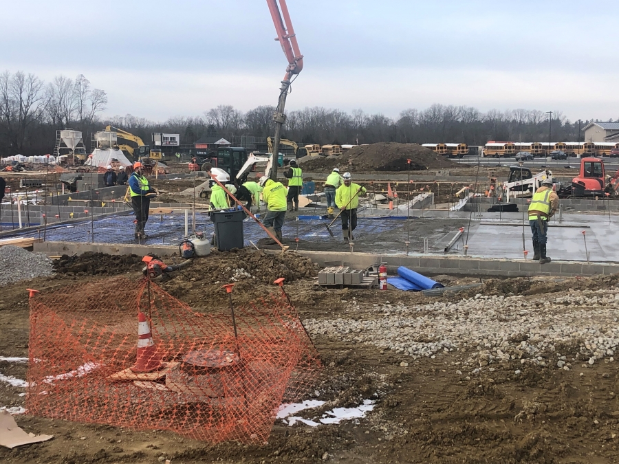 concrete slab on a construction site