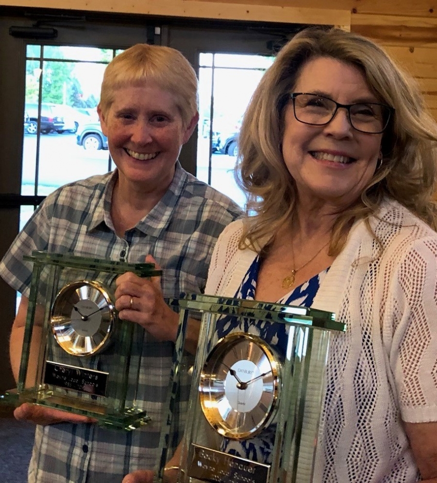 two women holding clocks