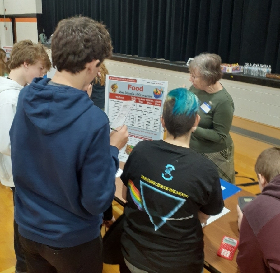 students around a table