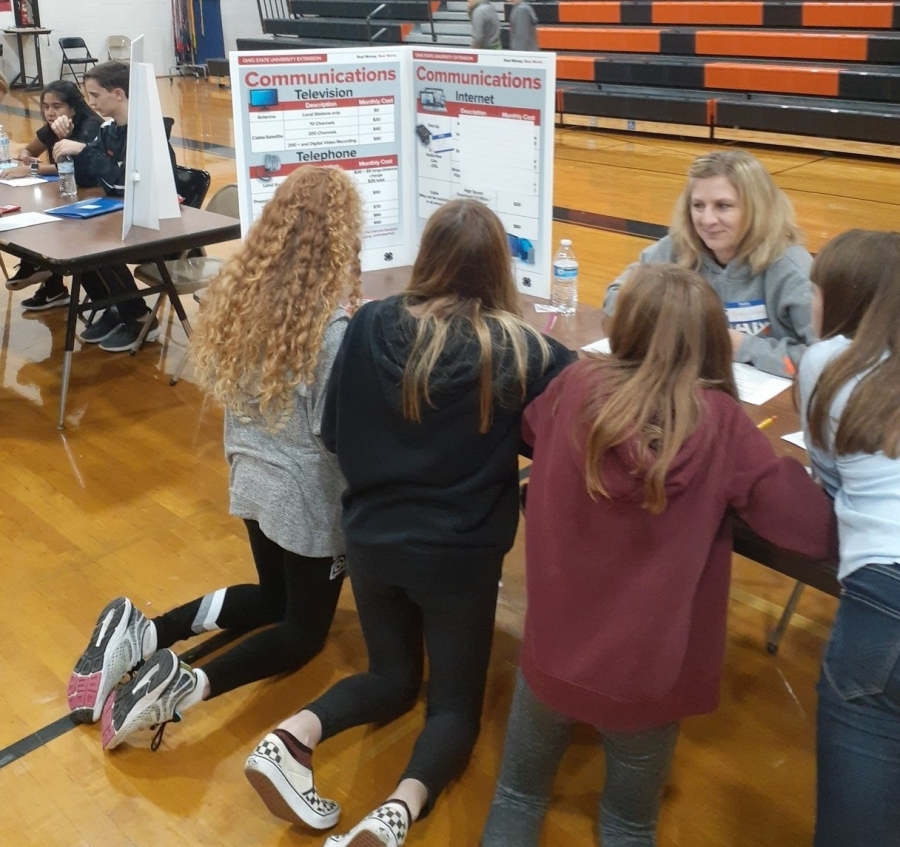 students around a table