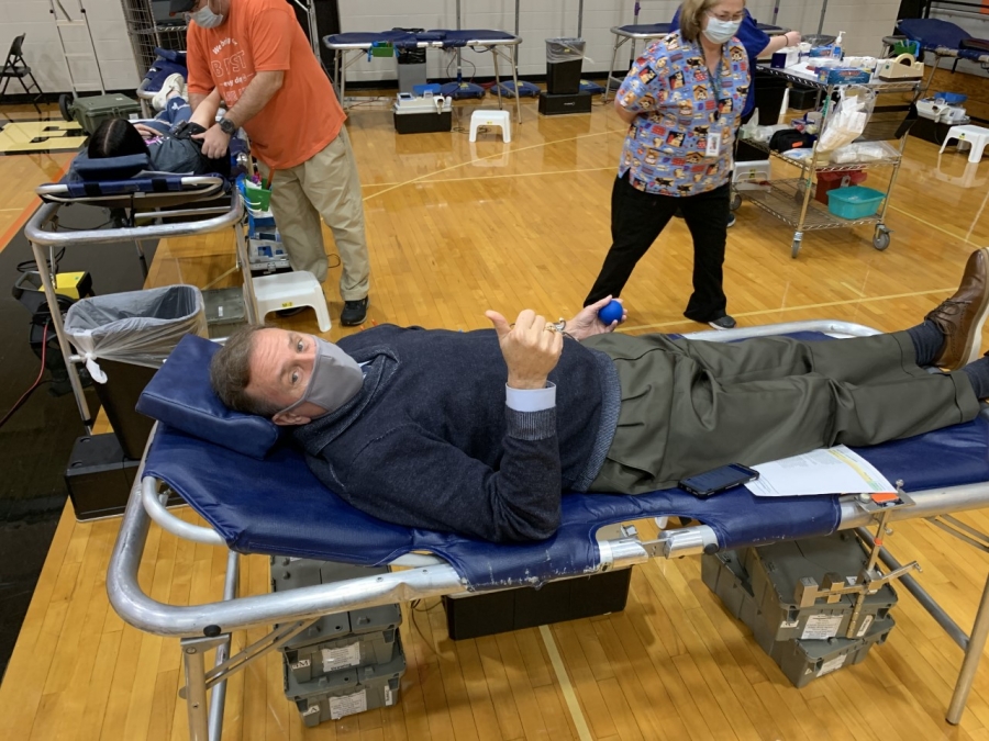 man giving blood