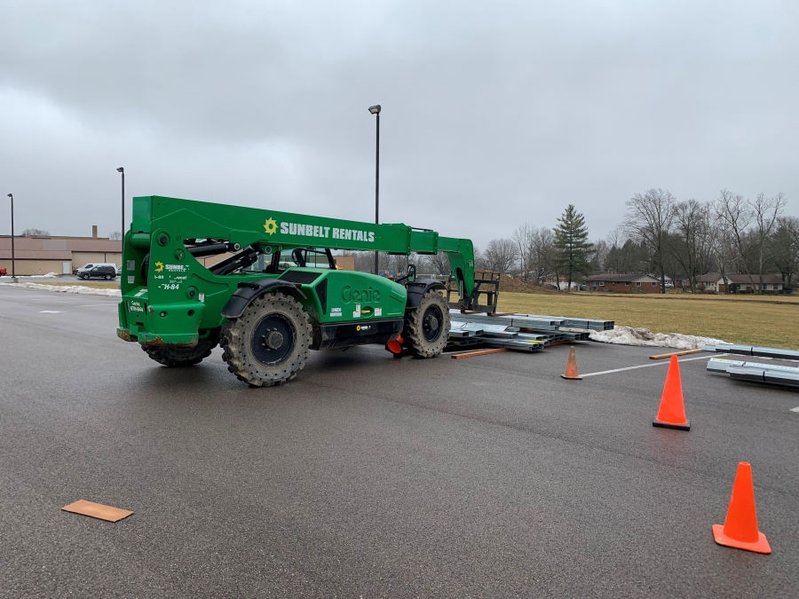 large green forklift truck